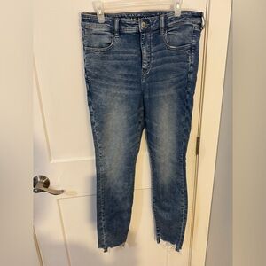 American Eagle Outfitters Distressed Blue Ankle Jeans
